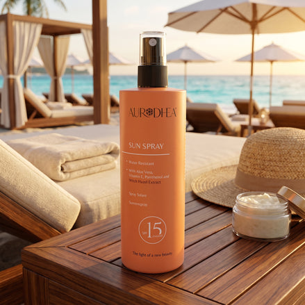 Aurodhea - SPRAY SOLARE SPF 15 - 150 ML Arricchito con Amamelide, Aloe Vera, Pantenolo e Vitamina E