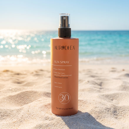 Aurodhea - SPRAY SOLARE SPF 30 - 150 ML Arricchito con Amamelide, Aloe Vera, Pantenolo e Vitamina E