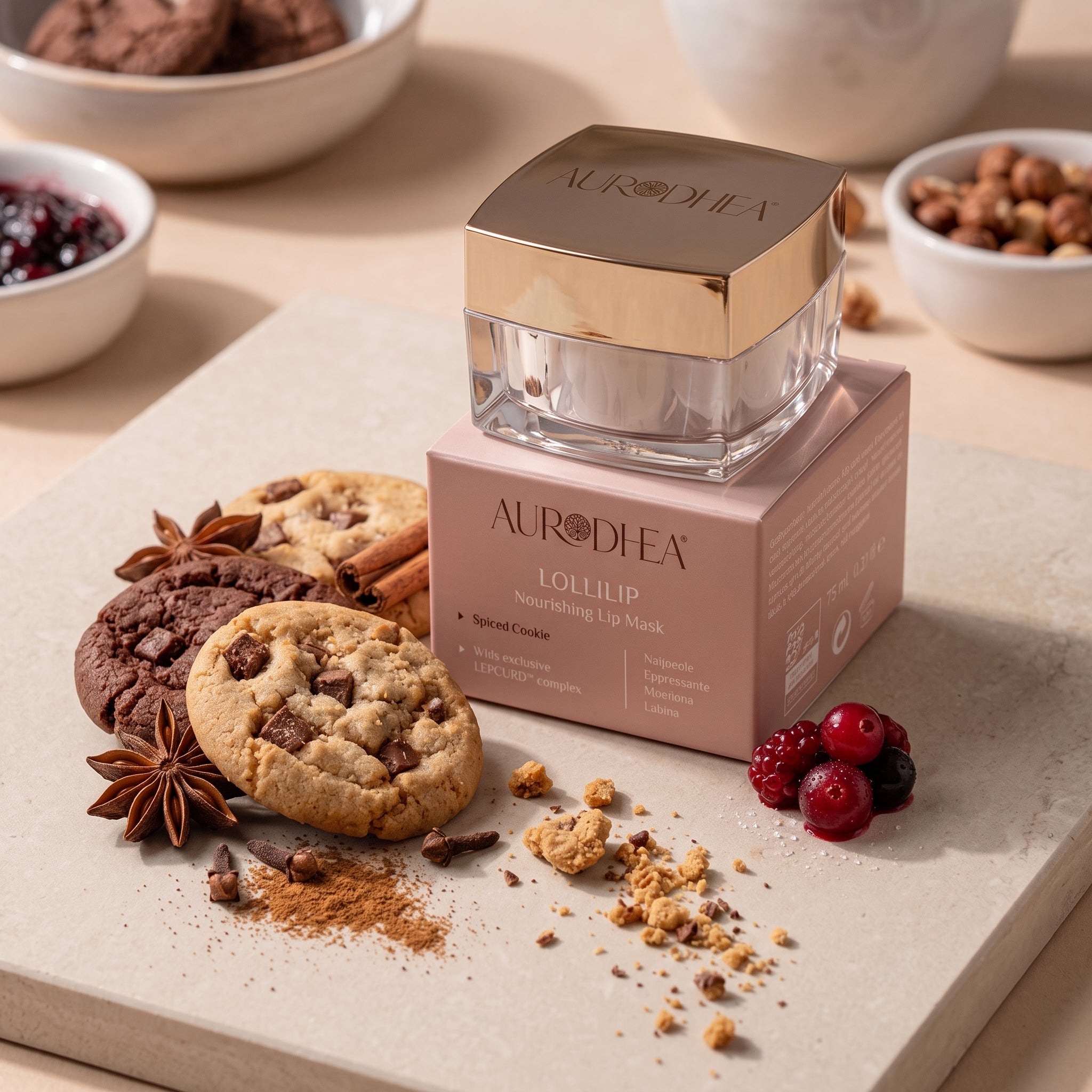 Aurodhea - LOLLILIP 'Spiced Cookie’ - Maschera Labbra Nutriente 15 ml | Con complesso esclusivo LYPCURE™